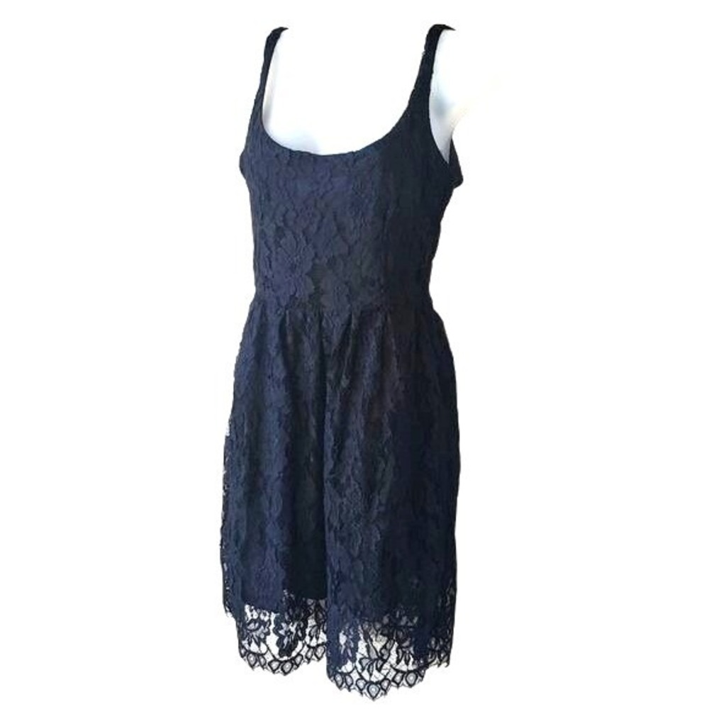BB Dakota Womens Goth Romantic Coquette Lace Party Dress 6 Black LBD Eyelash Hem